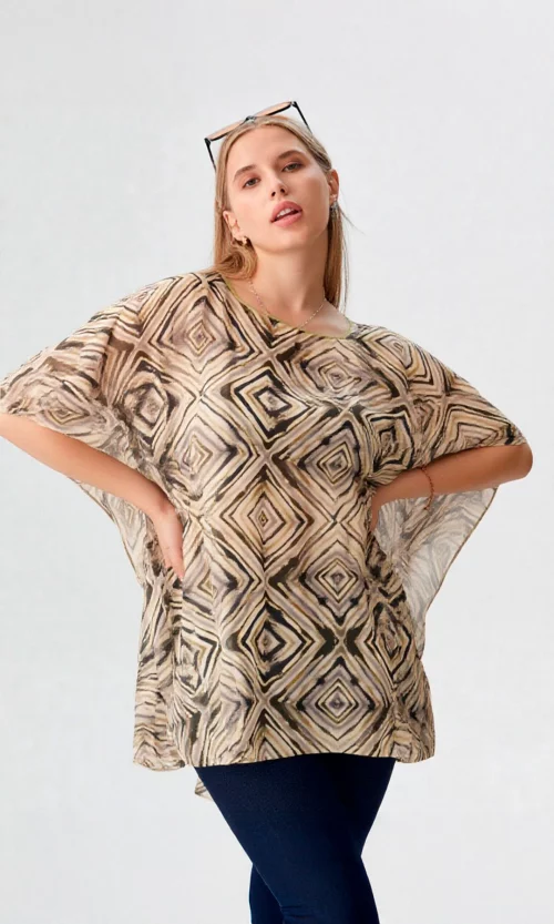 Blusa mujer manga corta estampada