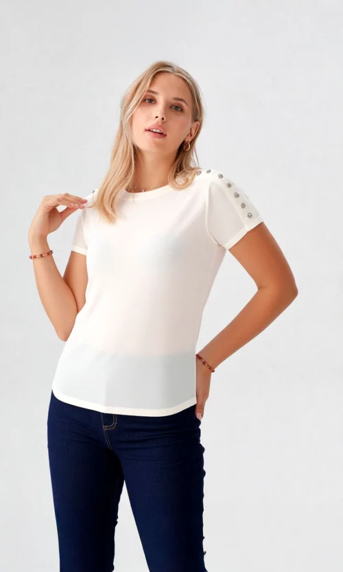 Camiseta mujer manga 3/4 unicolor