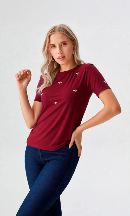 Camiseta mujer manga corta estampada