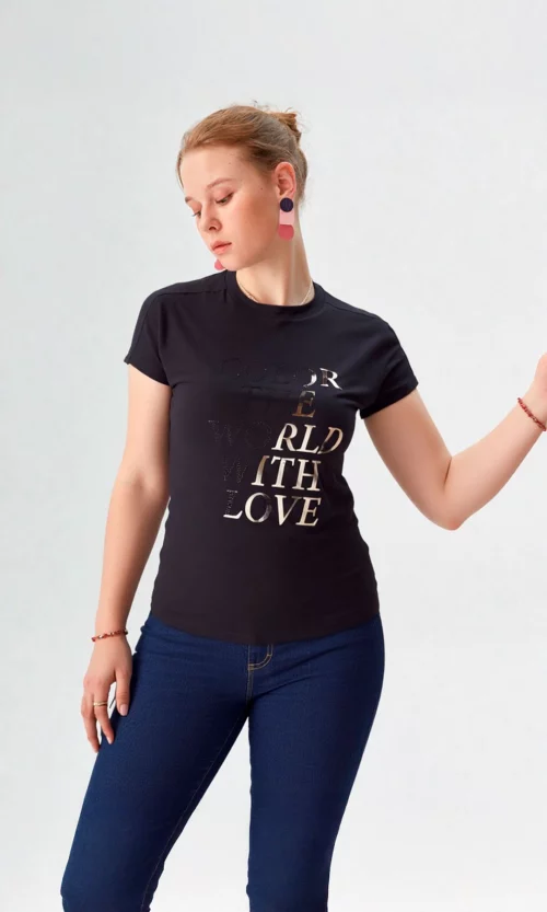 Camiseta mujer manga corta estampada