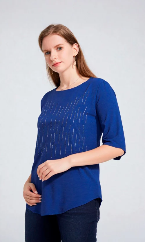 Blusa mujer manga corta unicolor