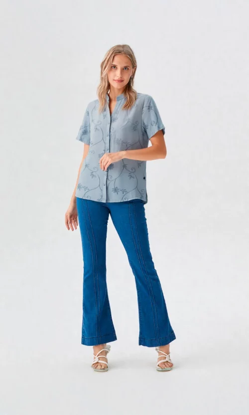 Blusa mujer manga corta unicolor