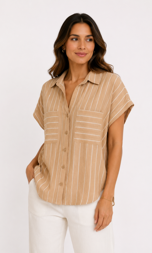 Blusa mujer manga corta rayas