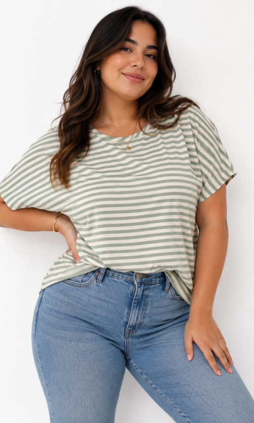 Camiseta mujer manga corta rayas