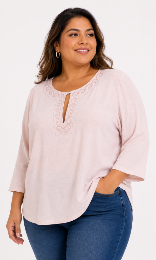 Blusa mujer manga 3/4 unicolor