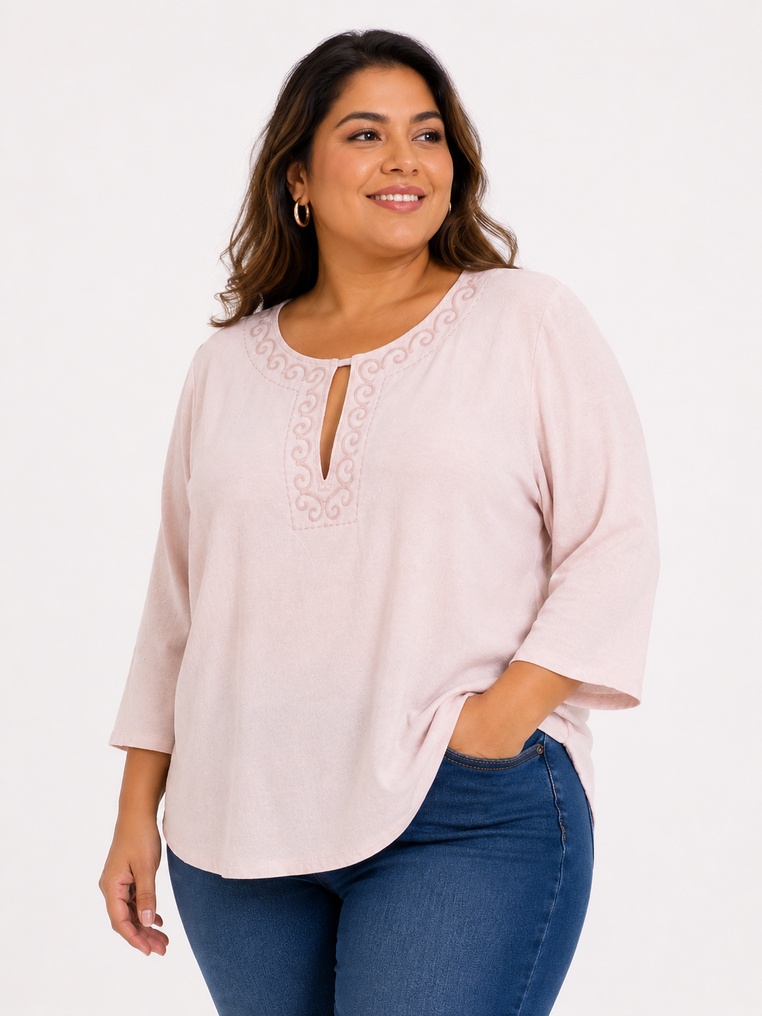 Blusa mujer manga 3/4 unicolor