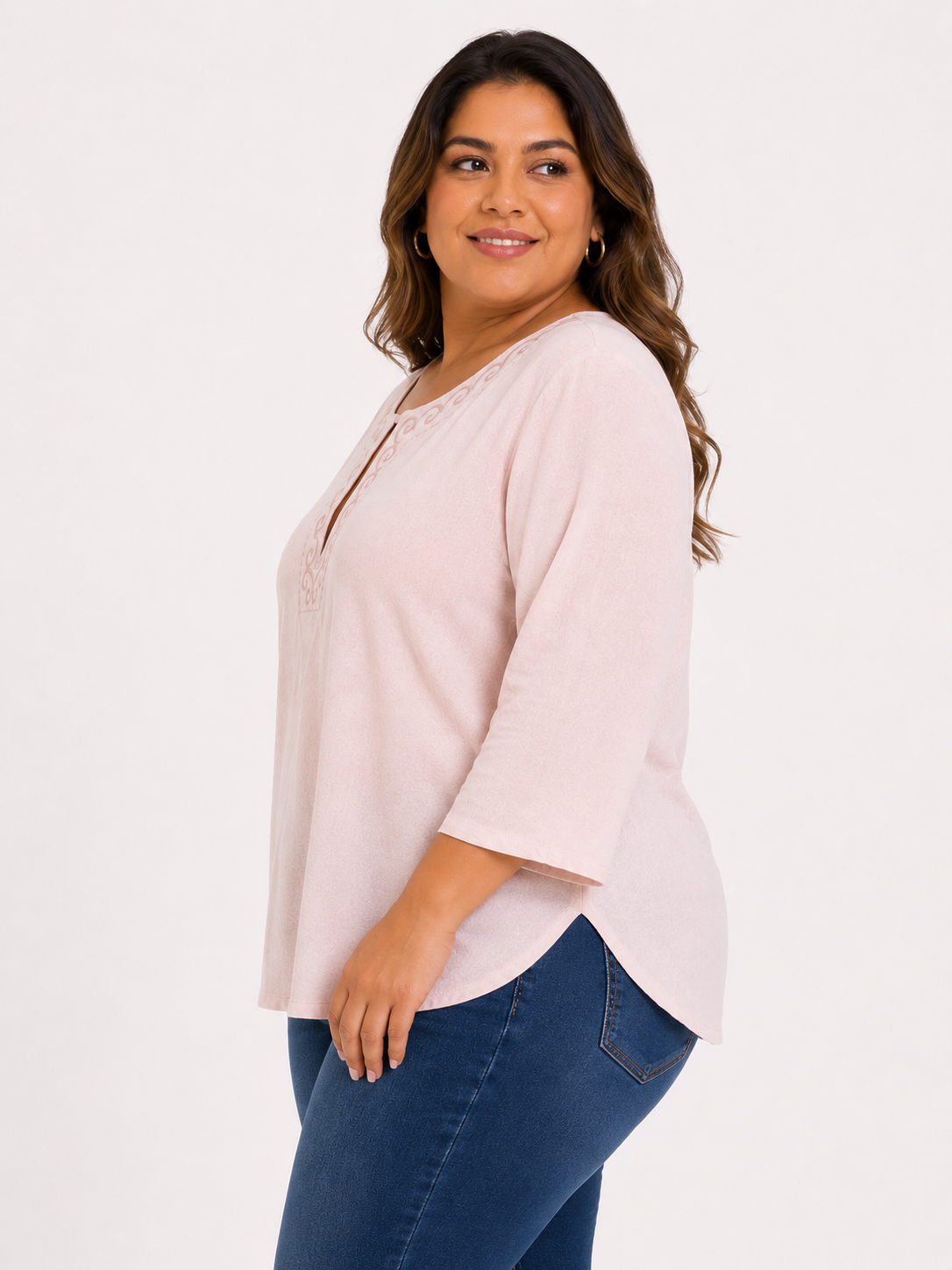Blusa mujer manga 3/4 unicolor - Imagen 2