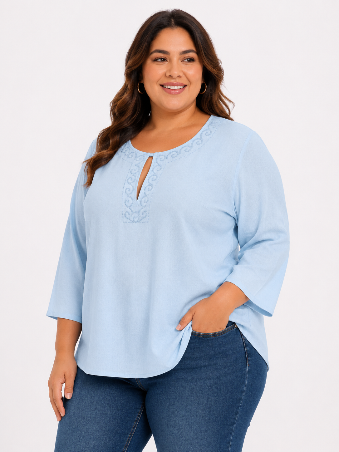 Blusa mujer manga 3/4 unicolor - Imagen 9