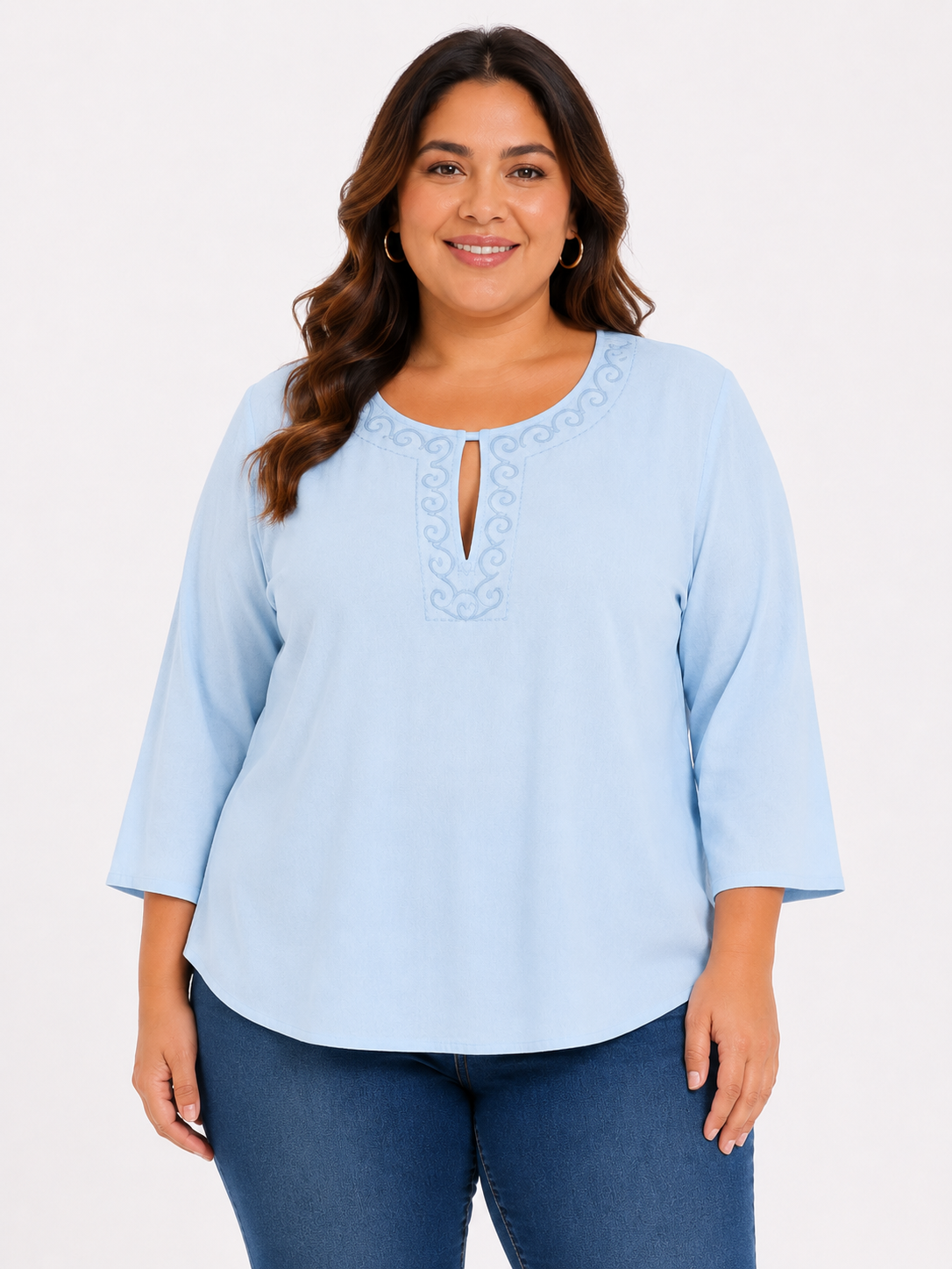 Blusa mujer manga 3/4 unicolor - Imagen 8