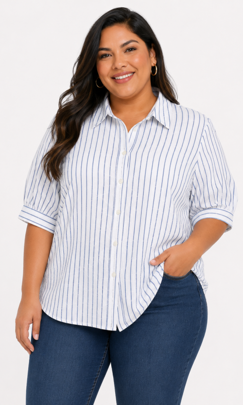 Blusa mujer manga corta rayas