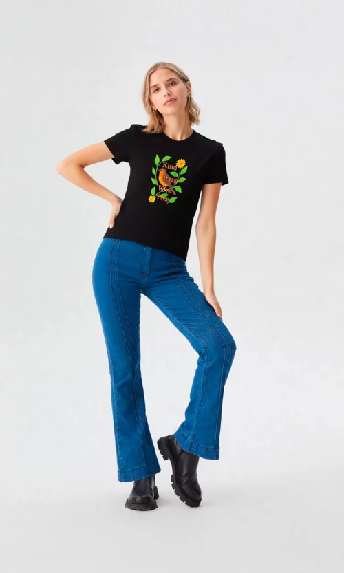 Camiseta mujer manga corta estampada
