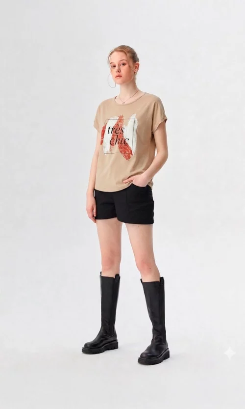 Camiseta mujer manga corta estampada