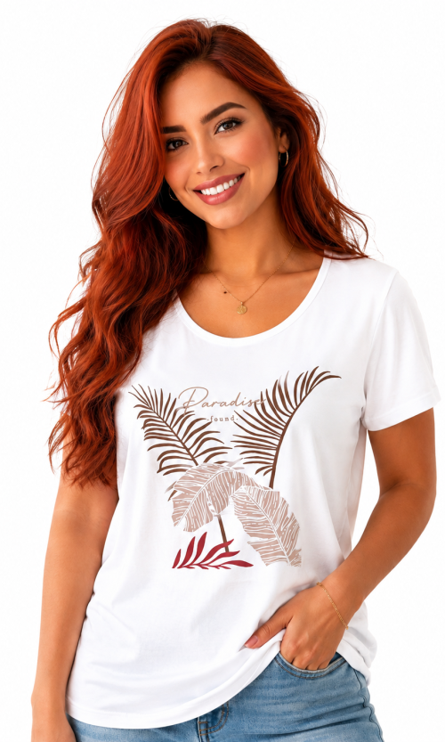 Camiseta mujer manga corta estampada