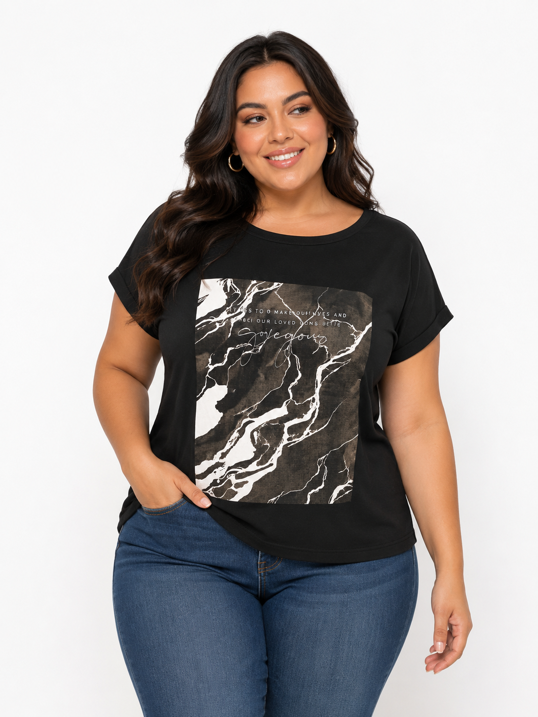 Camiseta mujer manga 3/4 estampada - Imagen 2