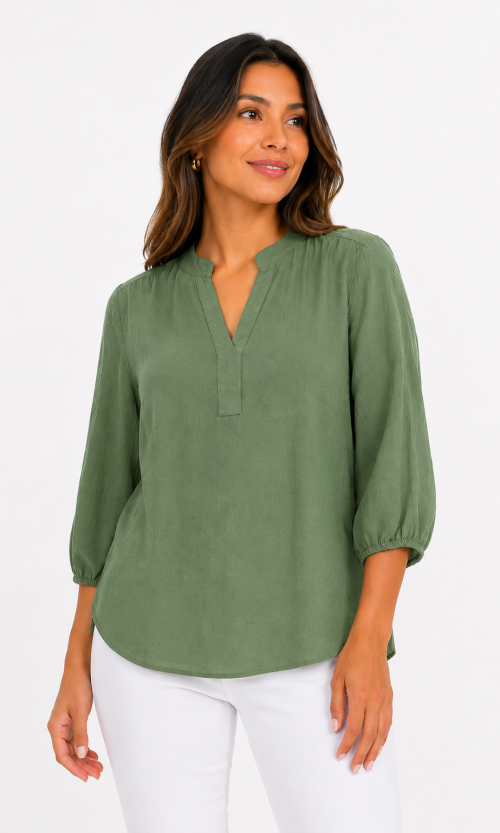 Blusa mujer manga 3/4 unicolor