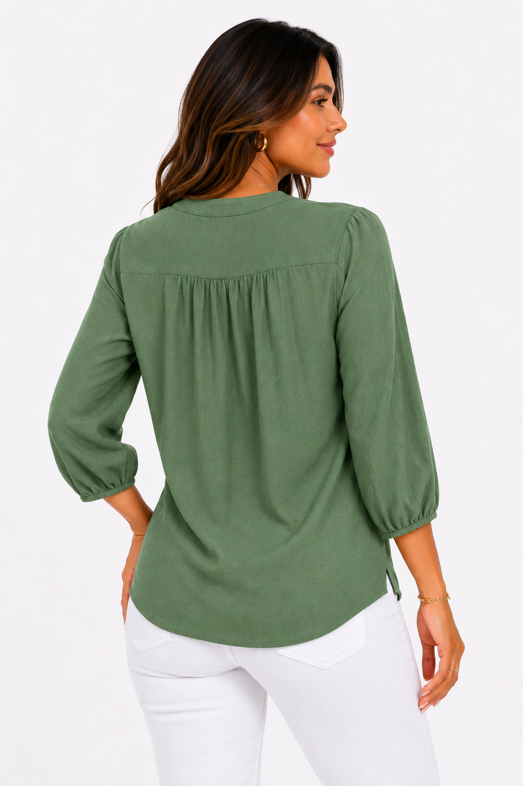 Blusa mujer manga 3/4 unicolor - Imagen 3
