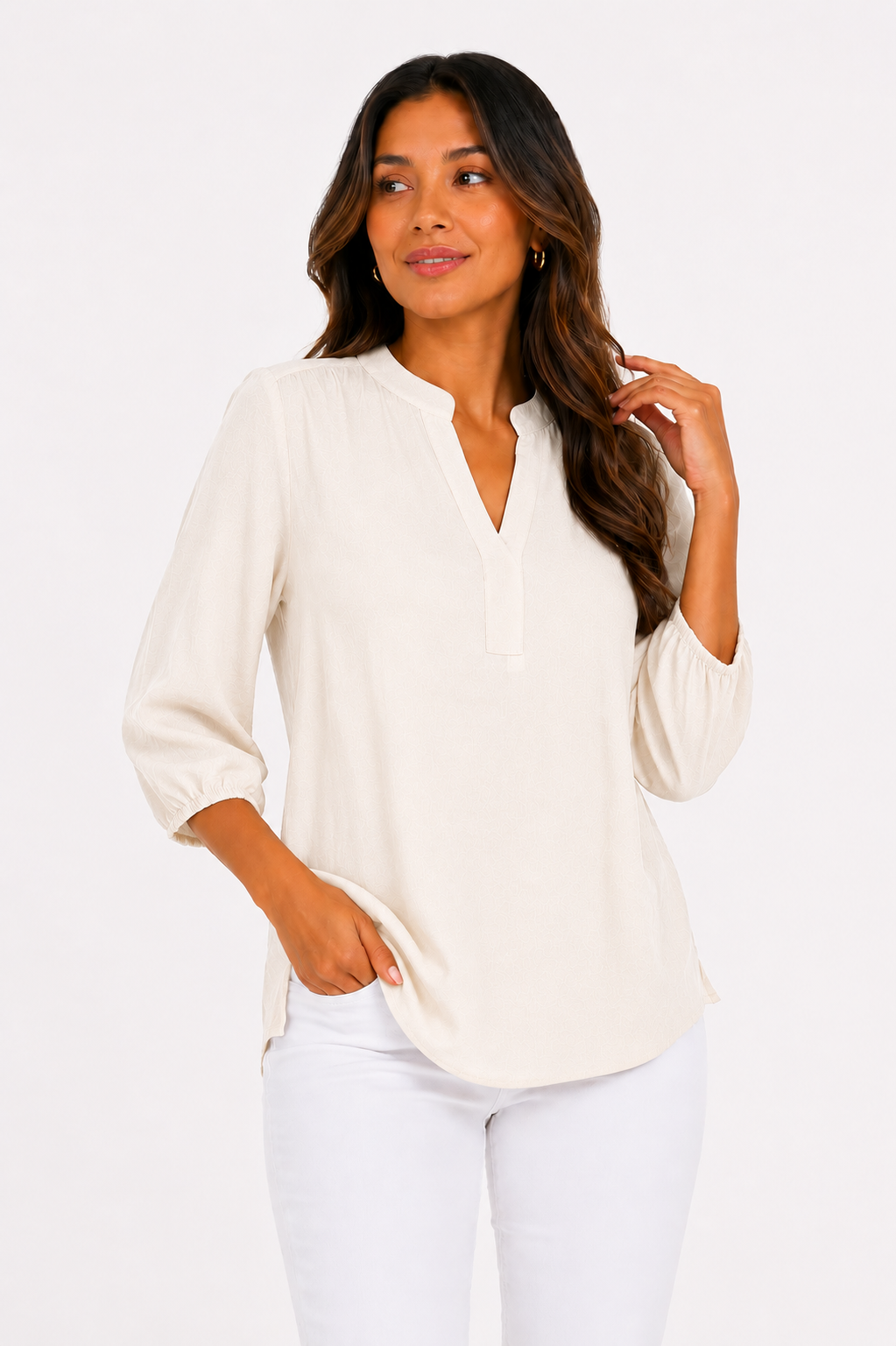 Blusa mujer manga 3/4 unicolor - Imagen 7