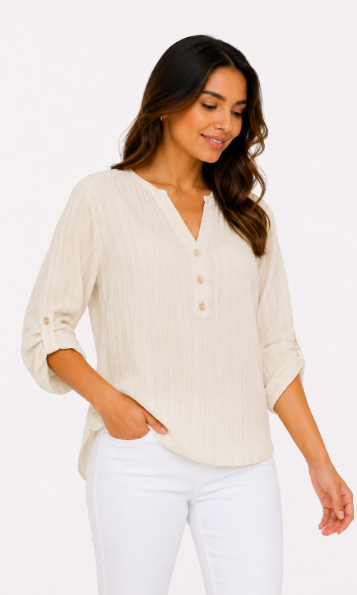 Blusa mujer manga 3/4 unicolor