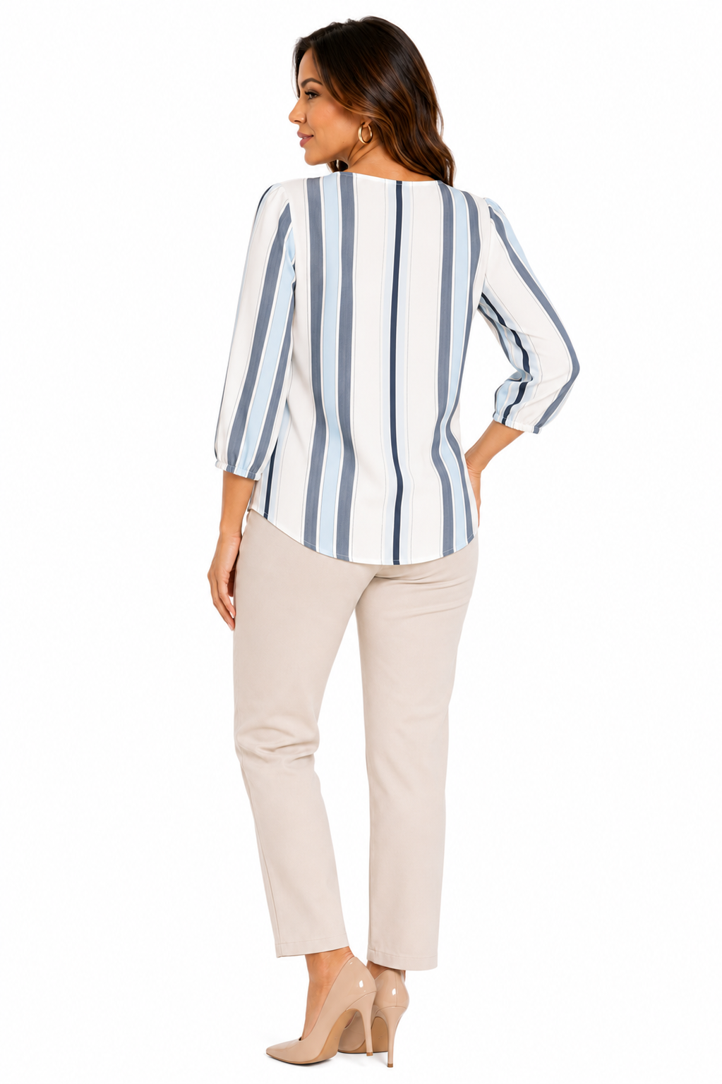 Blusa mujer manga 3/4 rayas - Imagen 3
