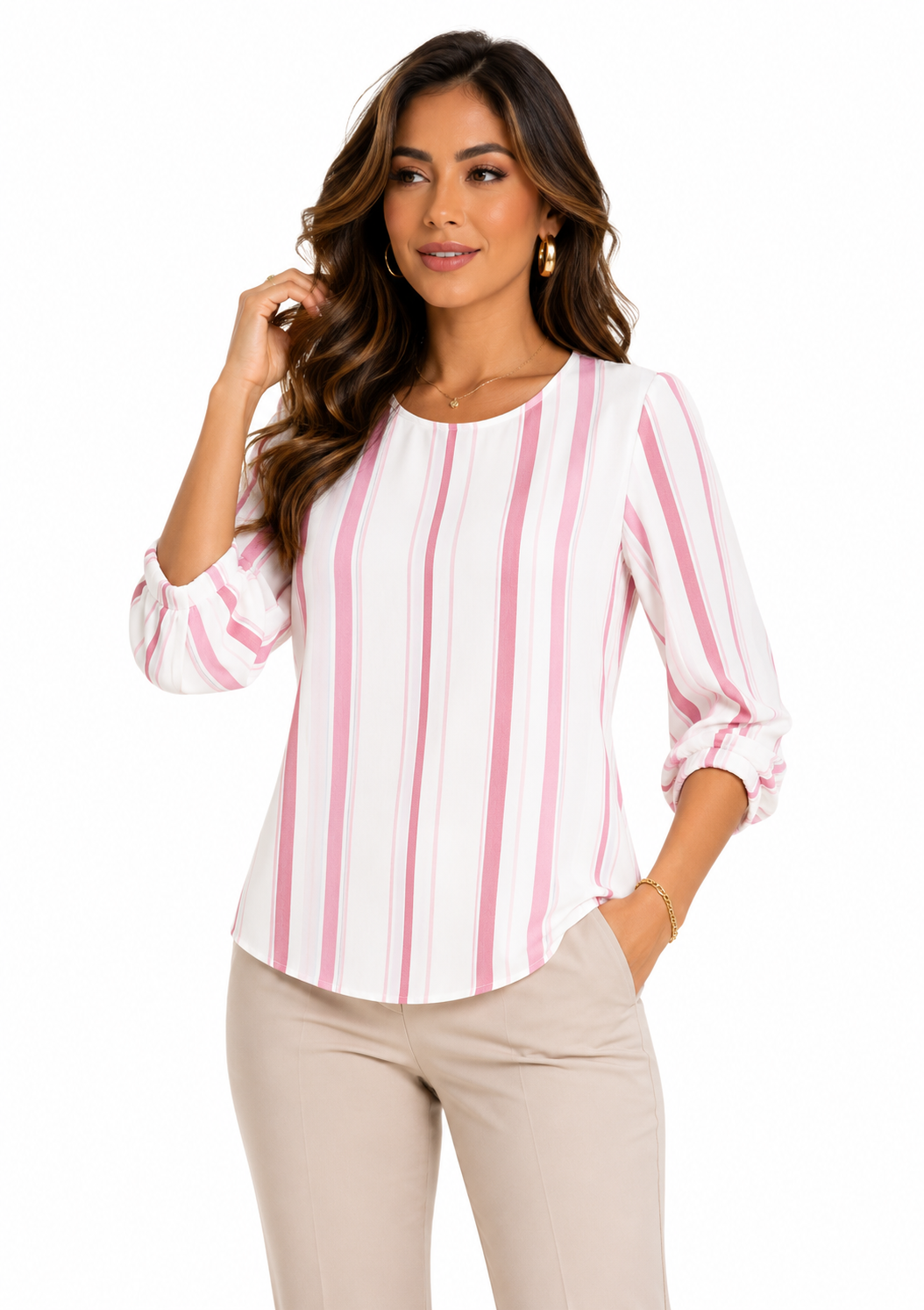 Blusa mujer manga 3/4 rayas - Imagen 4