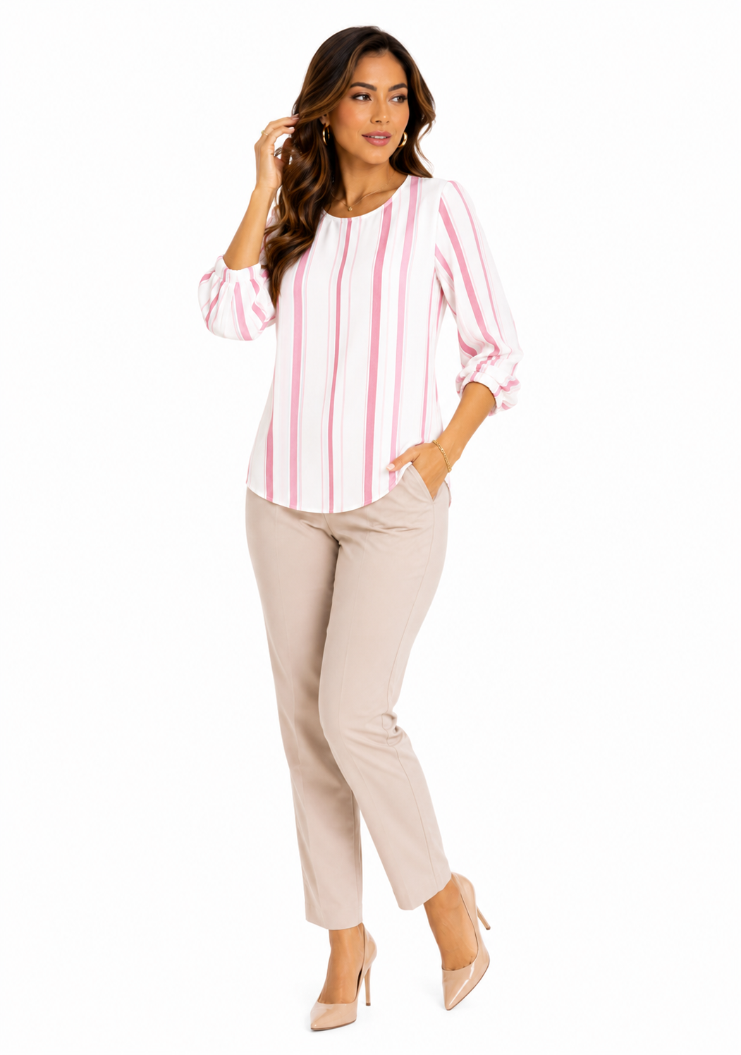 Blusa mujer manga 3/4 rayas - Imagen 5