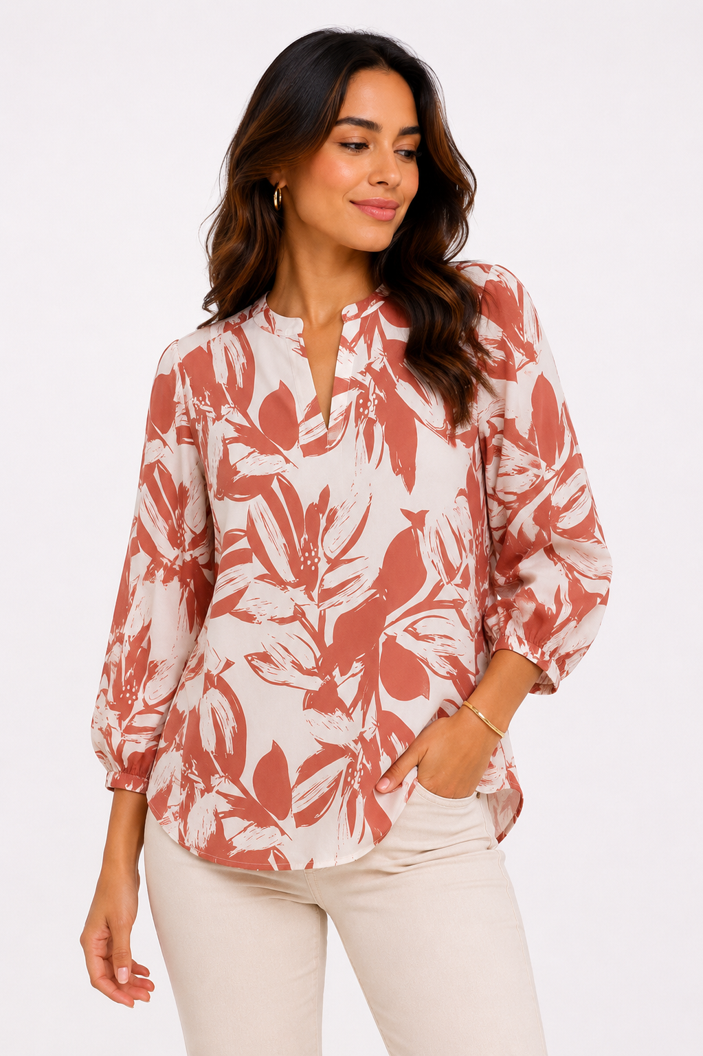 Blusa mujer manga 3/4 estampada - Imagen 2