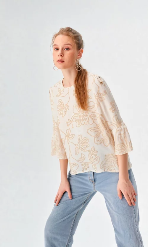 Blusa mujer manga 3/4 estampada