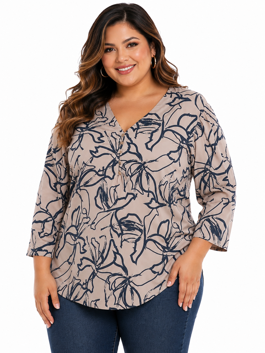 Blusa mujer manga 3/4 estampada - Imagen 5