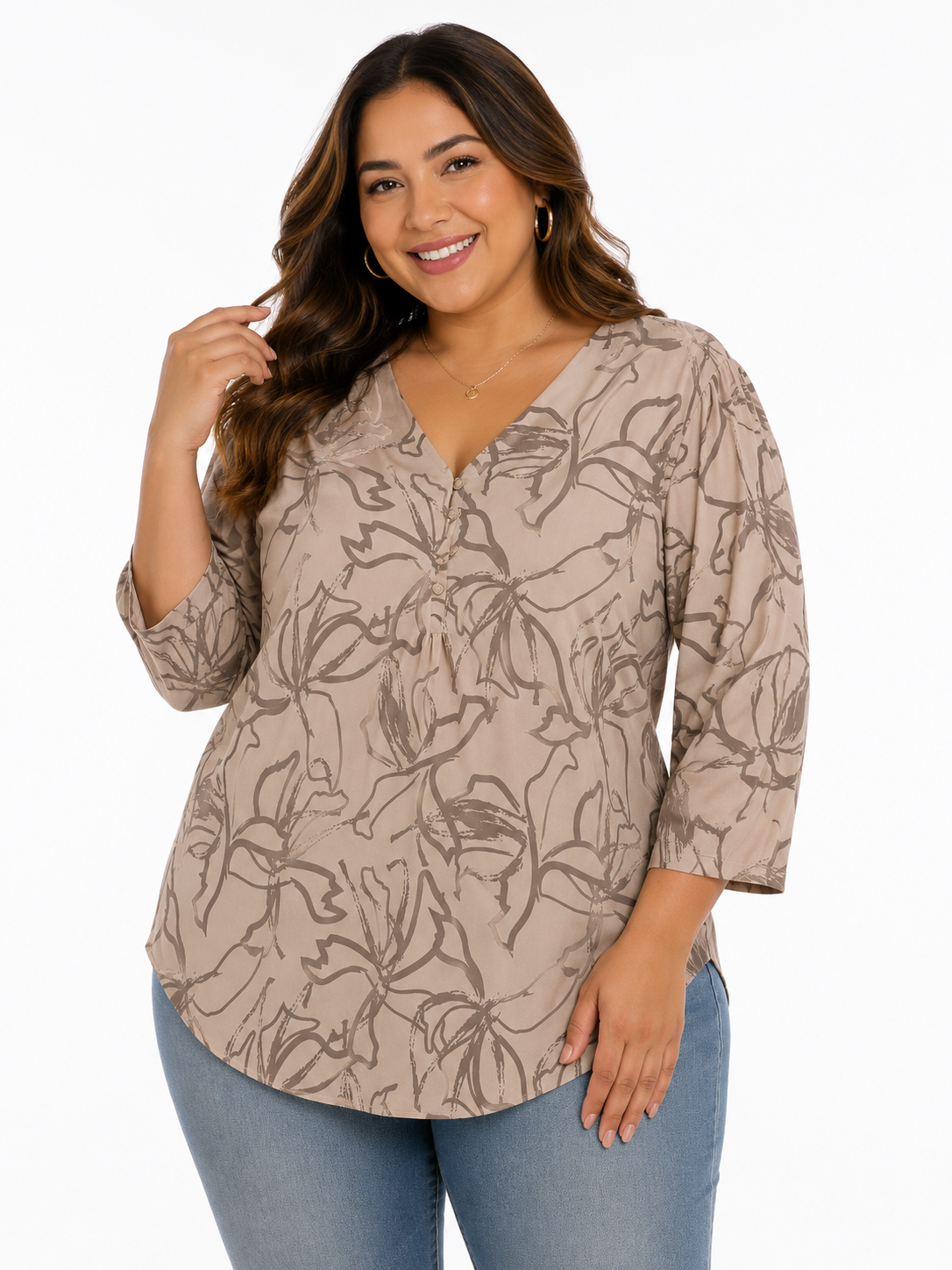 Blusa mujer manga 3/4 estampada - Imagen 2