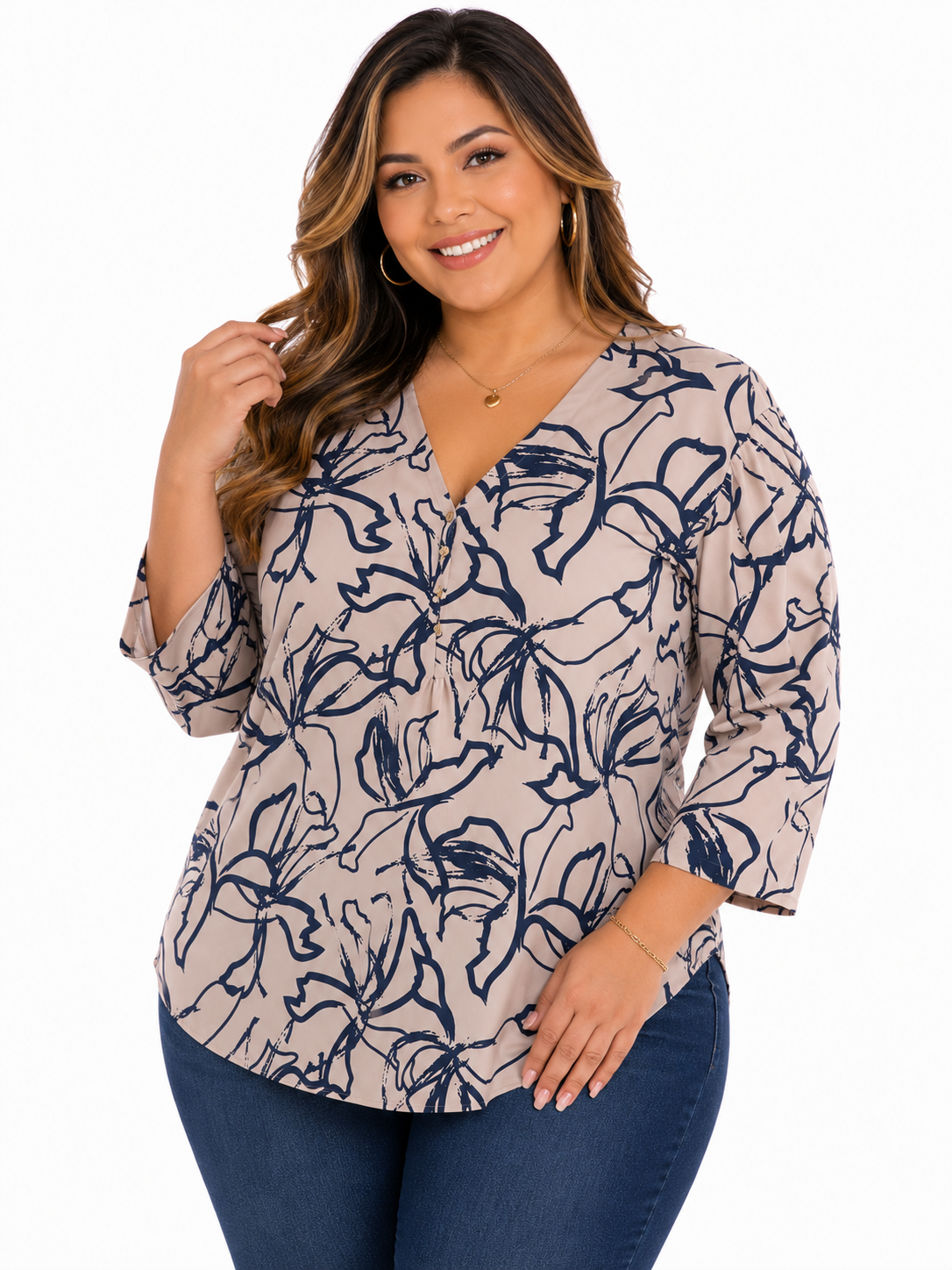 Blusa mujer manga 3/4 estampada - Imagen 4