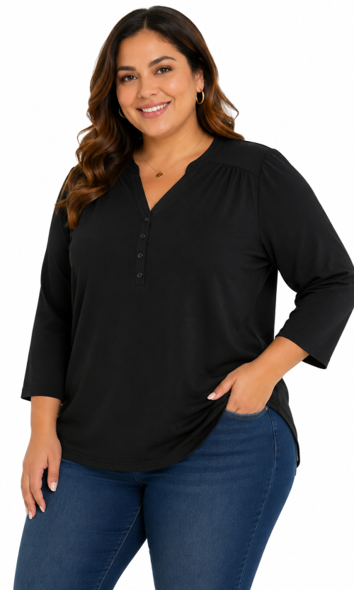 Blusa mujer manga 3/4 unicolor