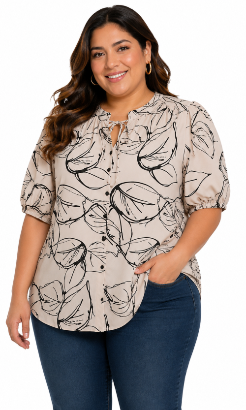 Blusa mujer manga corta estampada