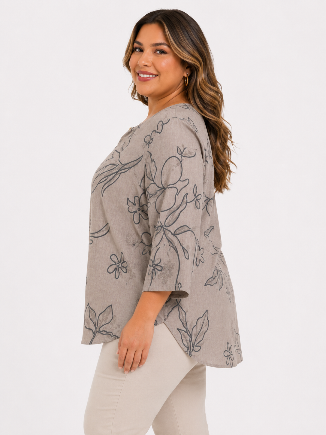 Blusa mujer manga 3/4 estampada - Imagen 2