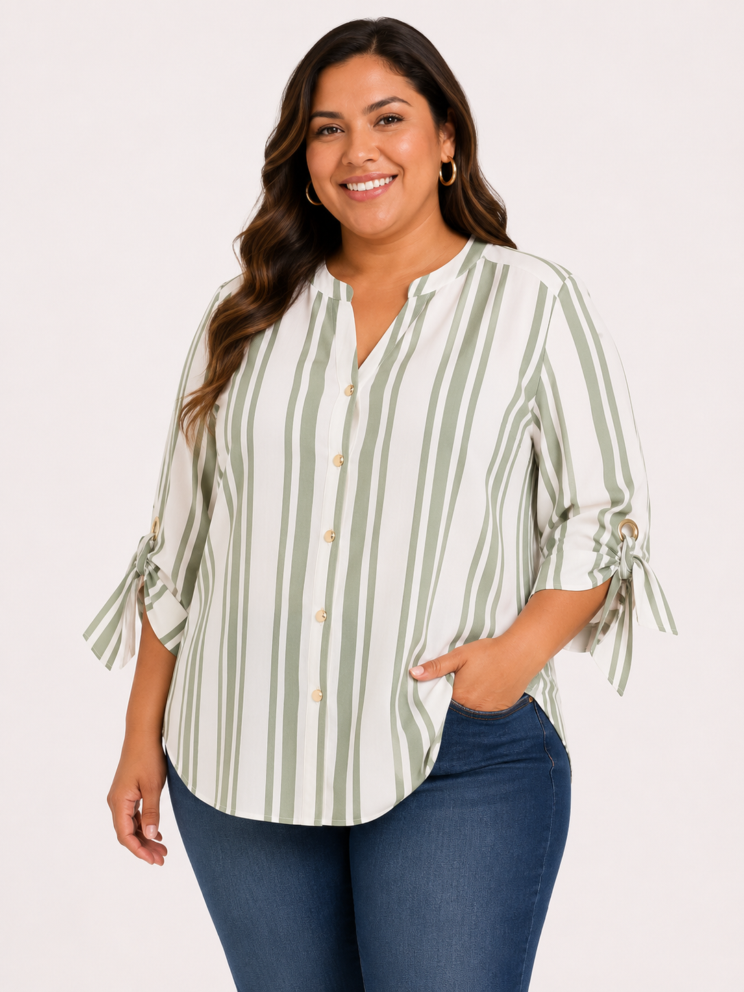 Blusa mujer manga 3/4 rayas - Imagen 2