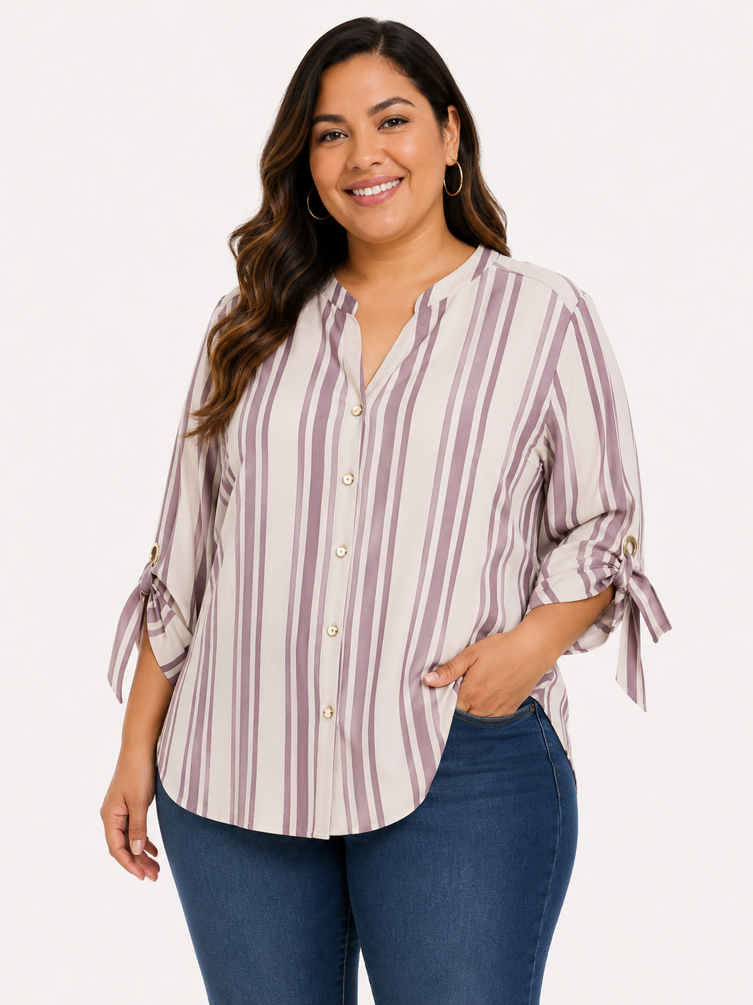 Blusa mujer manga 3/4 rayas - Imagen 5