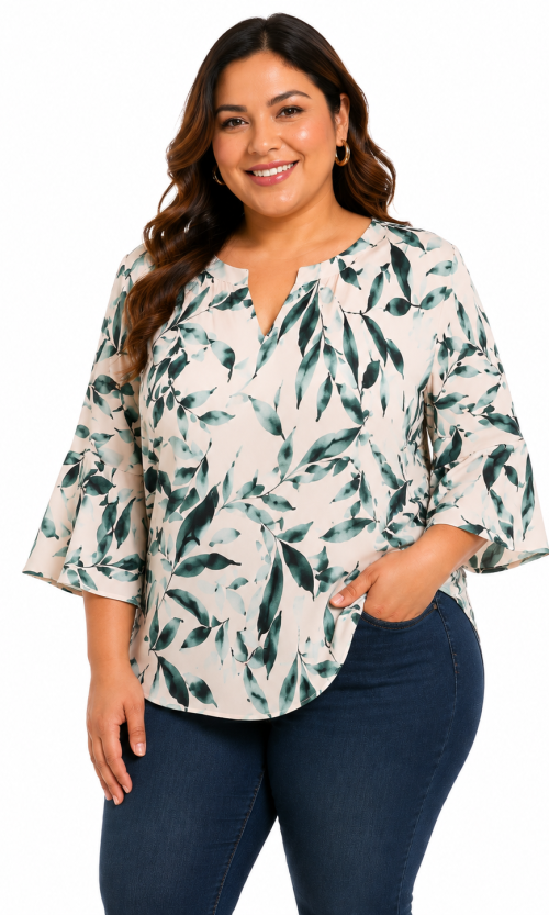 Blusa mujer manga corta estampada