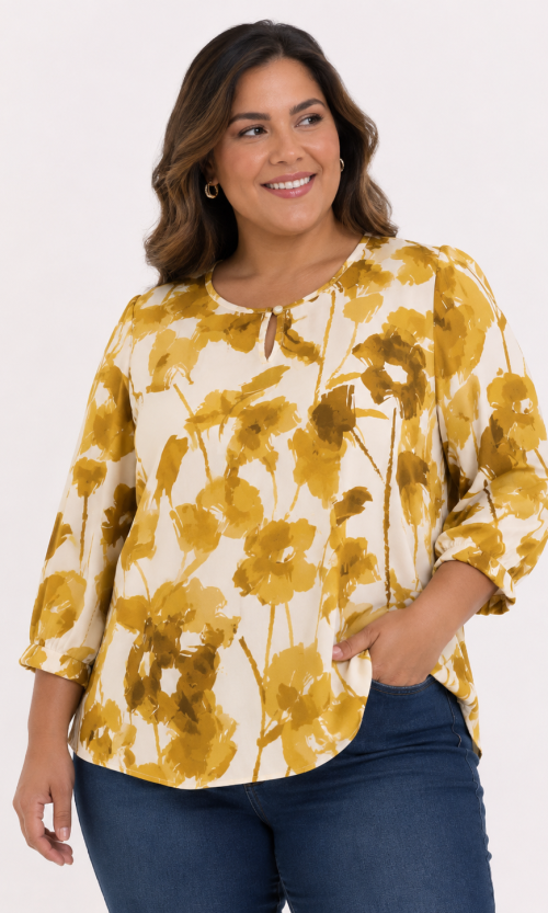 Blusa mujer manga 3/4 estampada