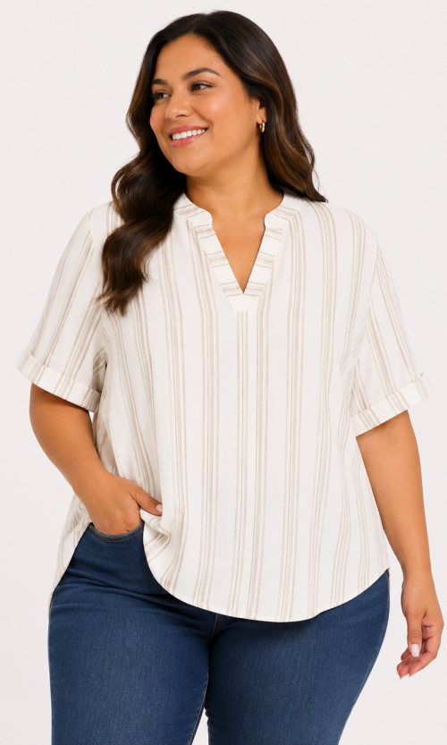 Blusa mujer manga corta rayas