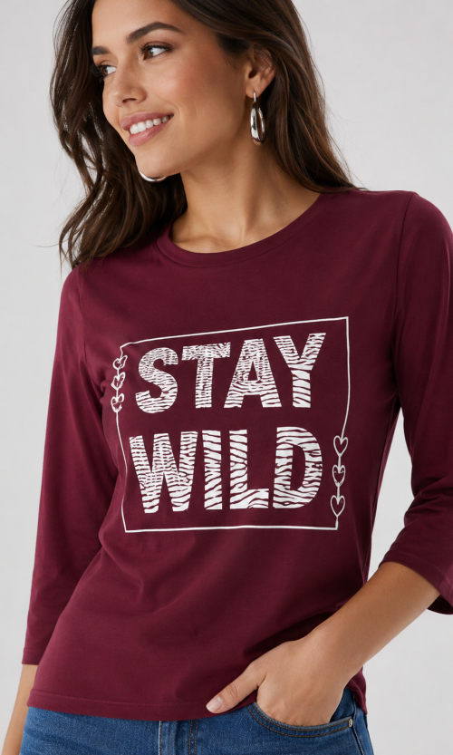 Camiseta mujer manga 3/4 estampada