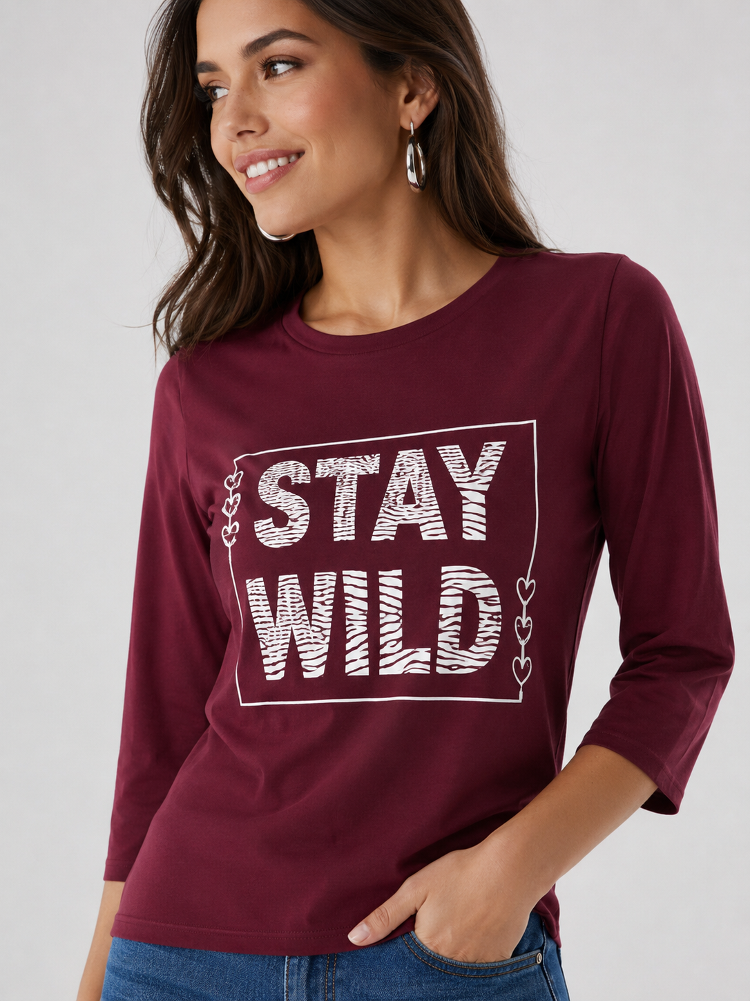 Camiseta mujer manga 3/4 estampada