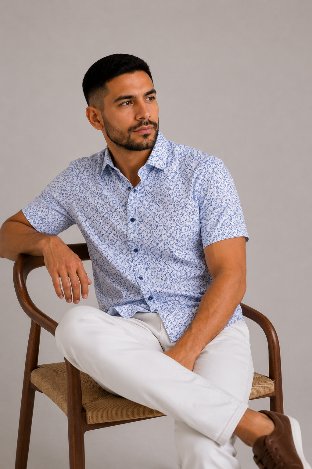 Camisa hombre manga corta estampada - Imagen 2