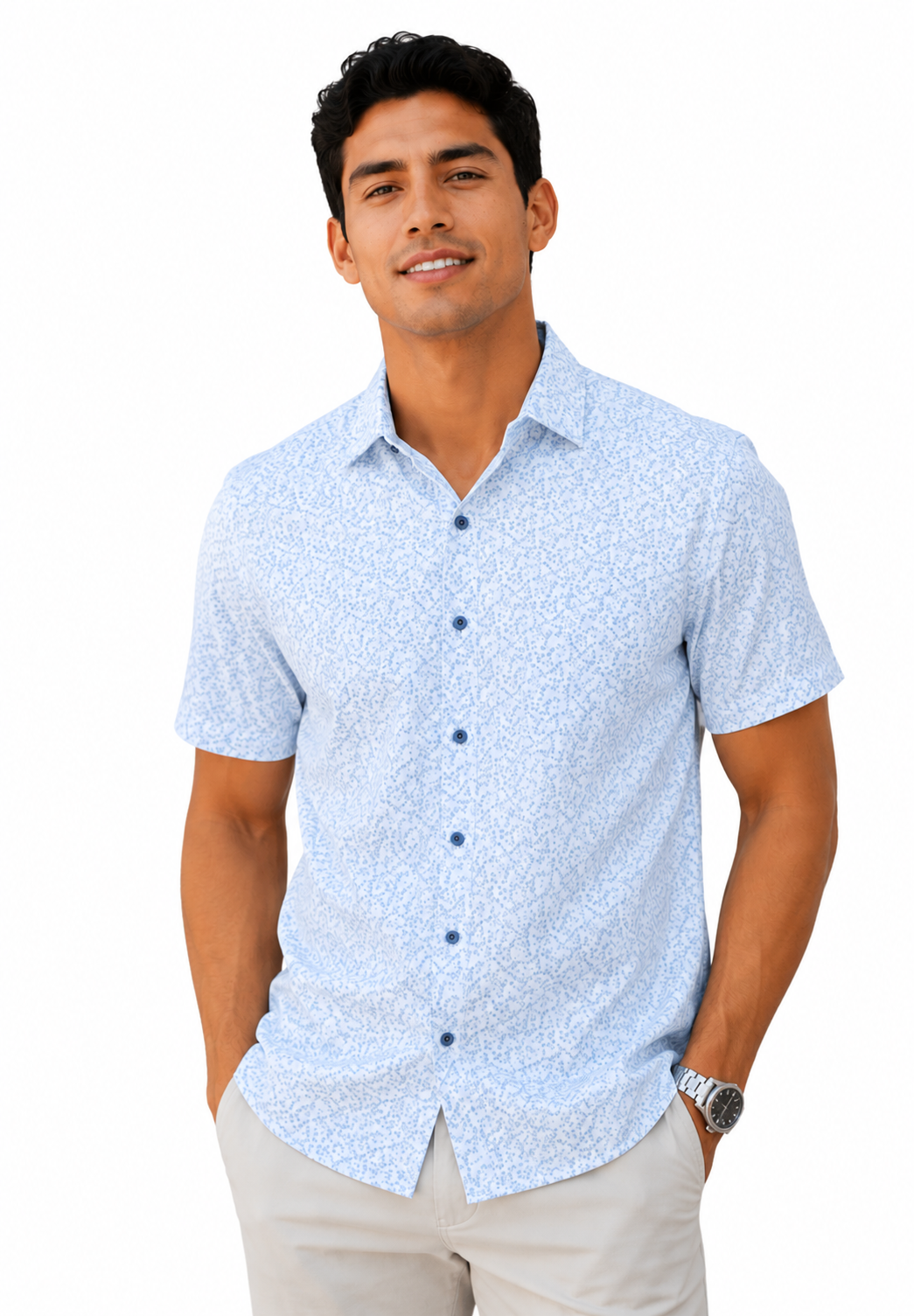 Camisa hombre manga corta estampada - Imagen 4