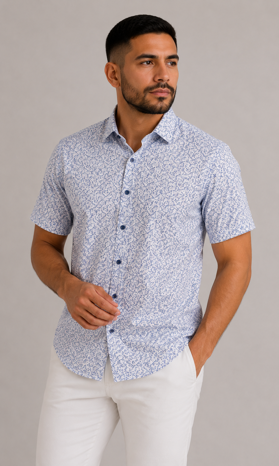 Camisa hombre manga corta estampada