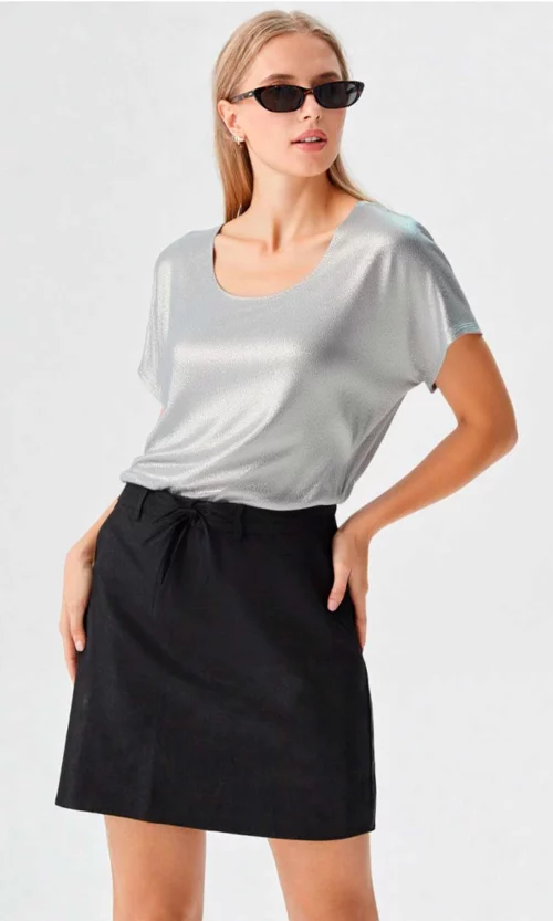 Camiseta mujer manga corta unicolor