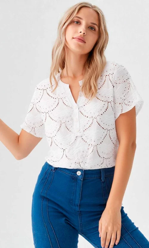 Camiseta mujer manga corta unicolor