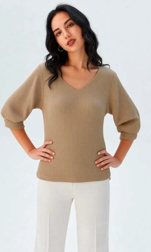 Camiseta mujer manga 3/4 unicolor