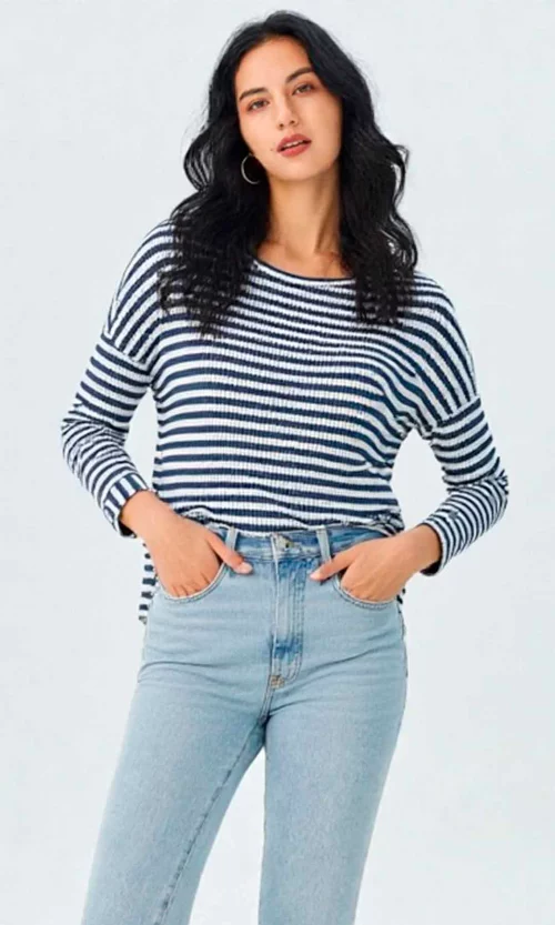 Camiseta mujer manga 3/4 rayas