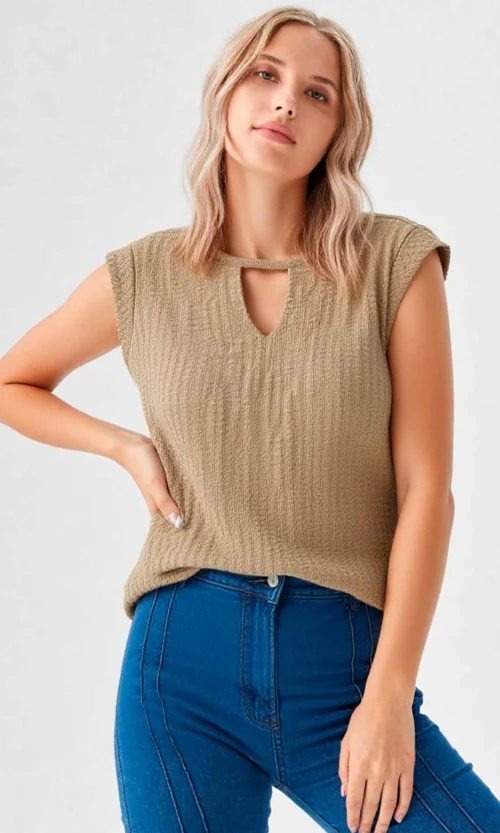 Camiseta mujer manga corta unicolor