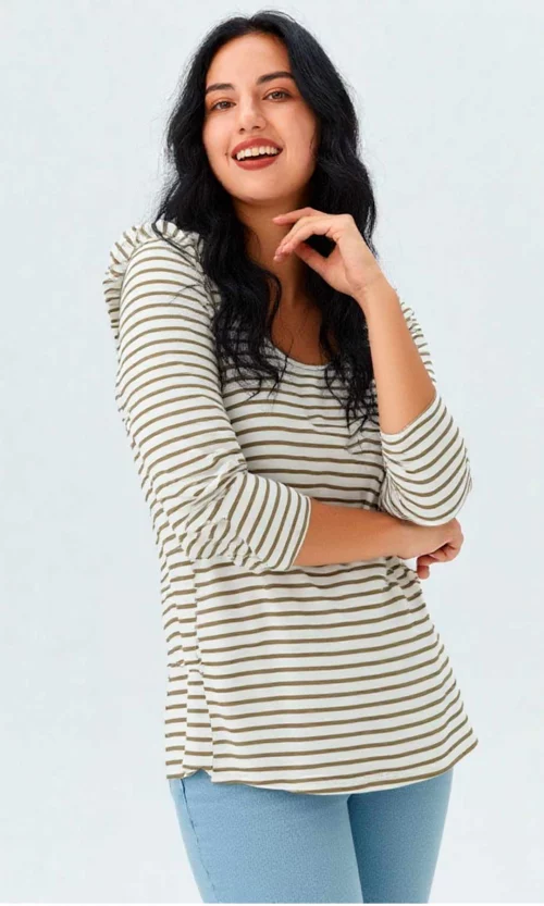 Camiseta mujer manga 3/4 rayas