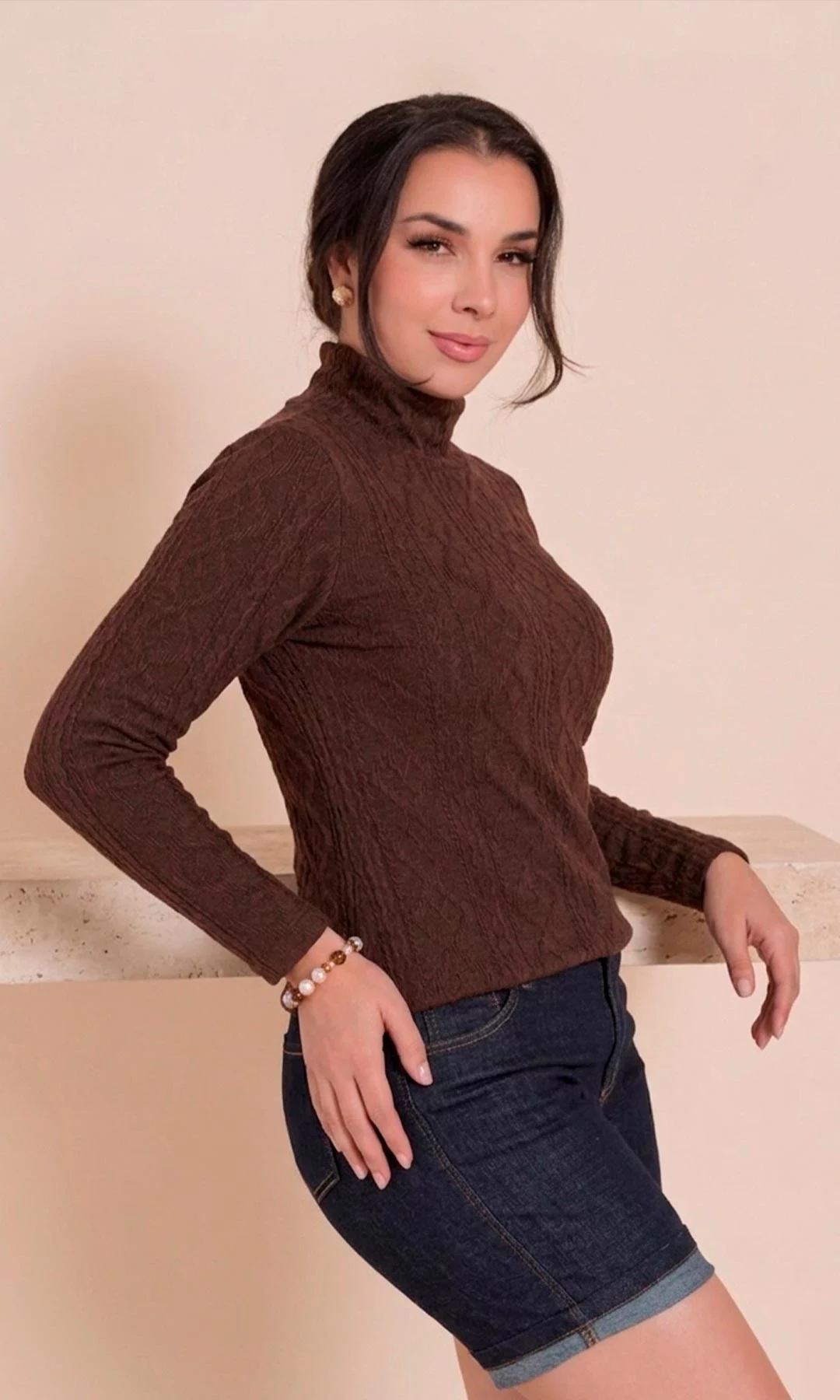 Camiseta mujer manga larga unicolor - Imagen 2